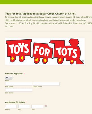 toy for tots application status